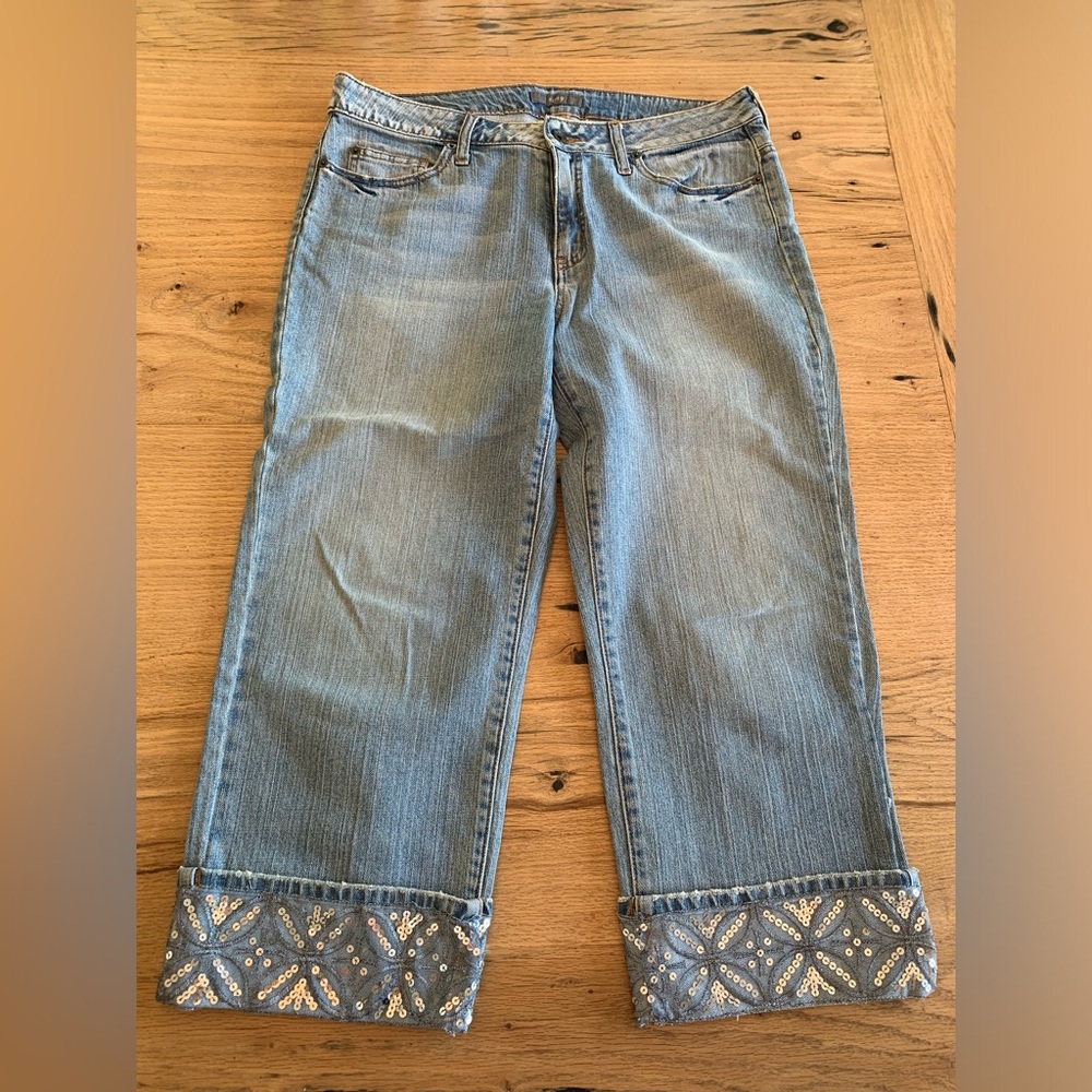 Apt 9 Silver Sequim Capri Cropped Cuffed Jeans Blue Women’s 12 Preloved